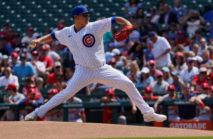 Chicago Cubs starting pitcher Javier Assad during his Major League debut.